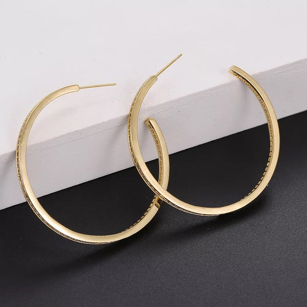 Zircon Large round Hoop Earring