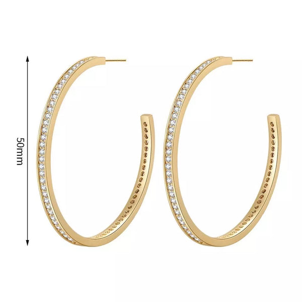 Zircon Large round Hoop Earring